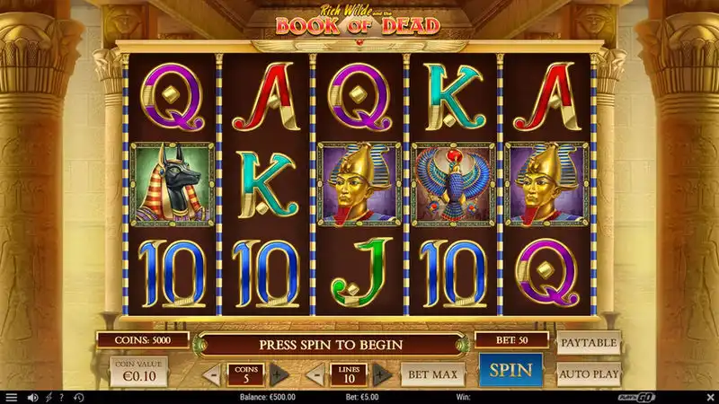 Book of Dead slot by Play'n GO — Rich Wilde Egyptian adventure